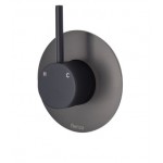Kaya Up Wall Mixer, Matte Black, Large Round Gun Metal Plate Kaya Up Wall Mixer, Matte Black, Large Round Gun Metal Plate